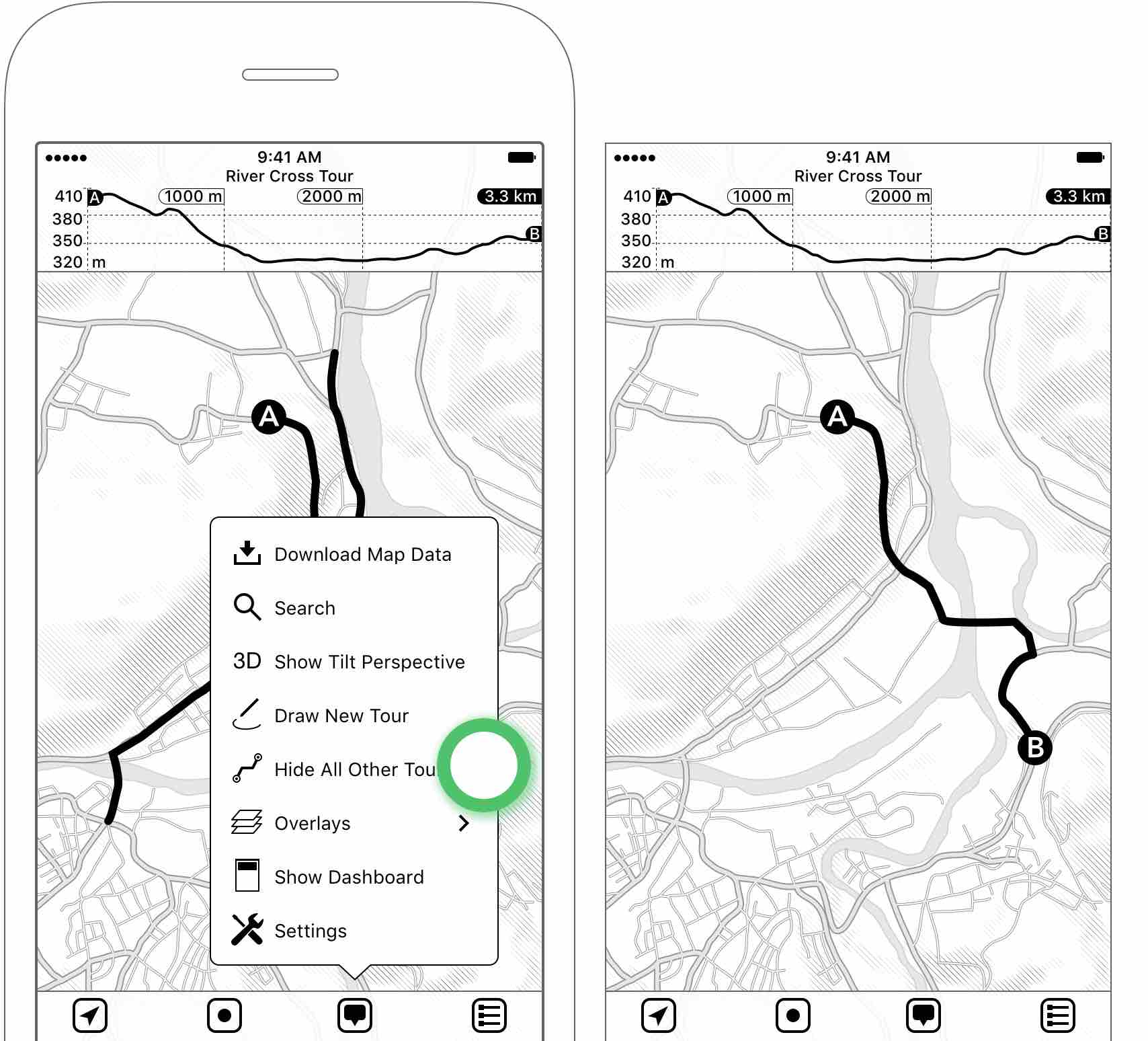 Figure 2.18: Hide tours — Temporarily hide other tours to stay focused