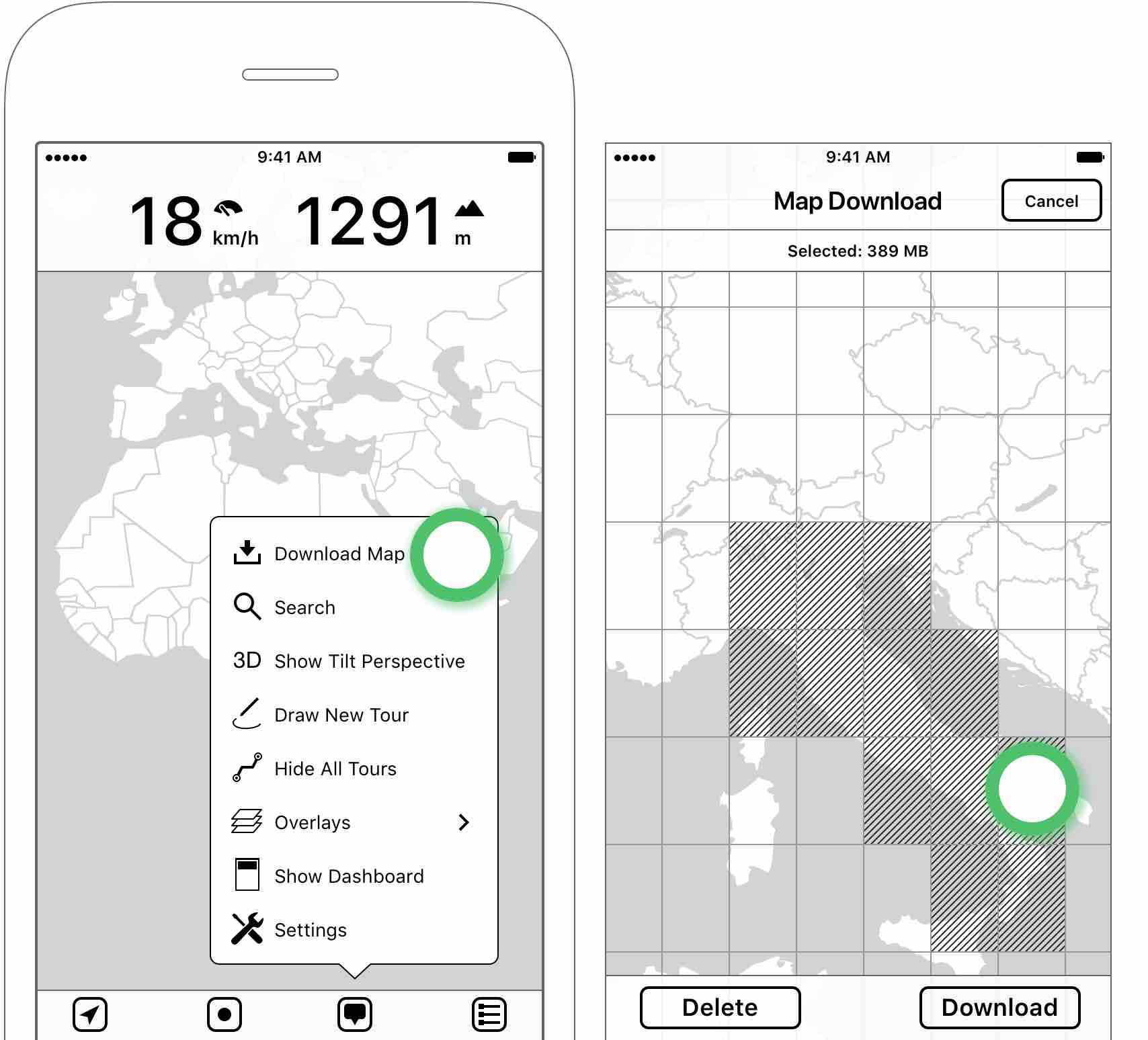 Figure 2.8: Download Map — Selecting a download region