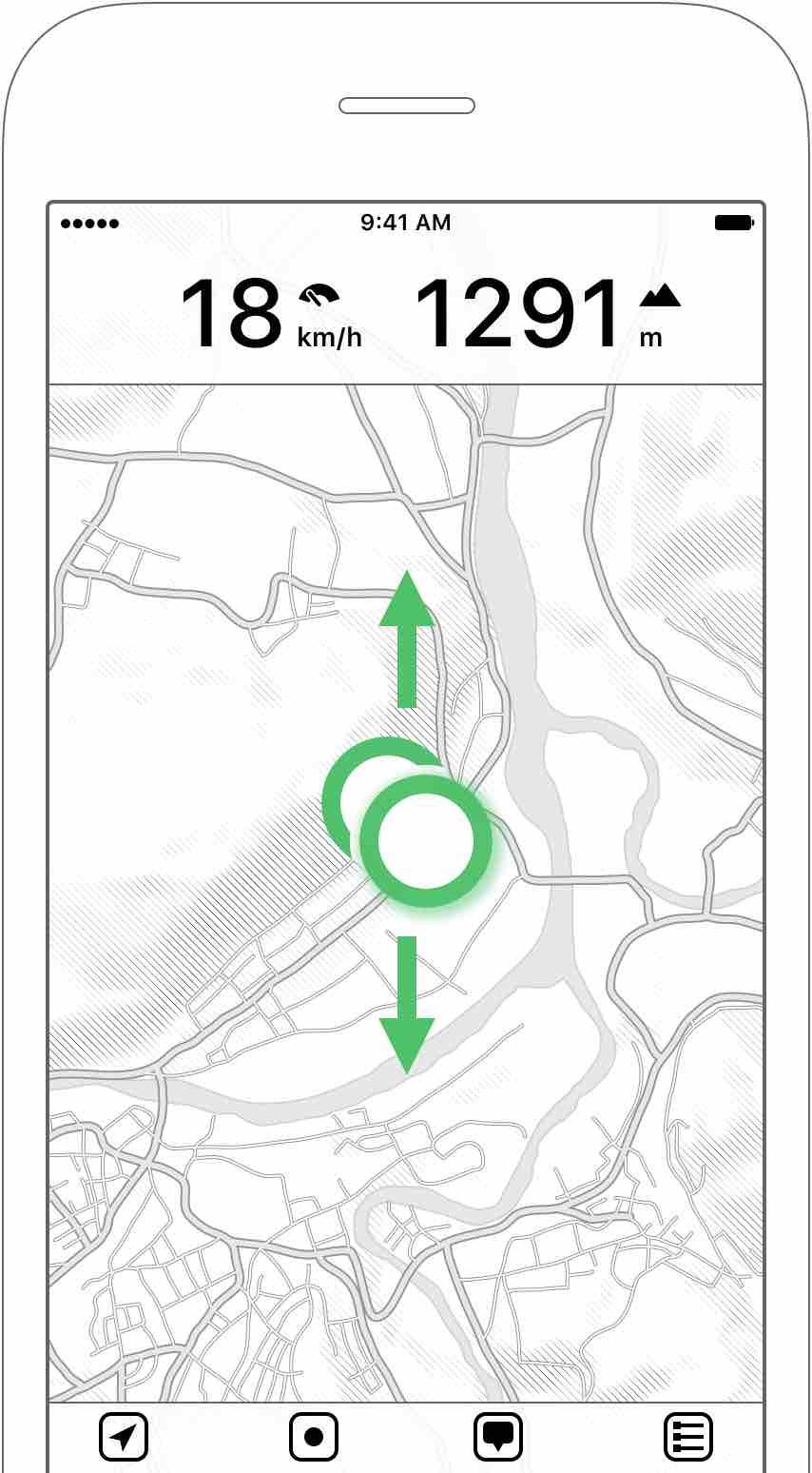 Figure 2.3: Double tap and hold & swipe up/down to quickly zoom in or out on the map