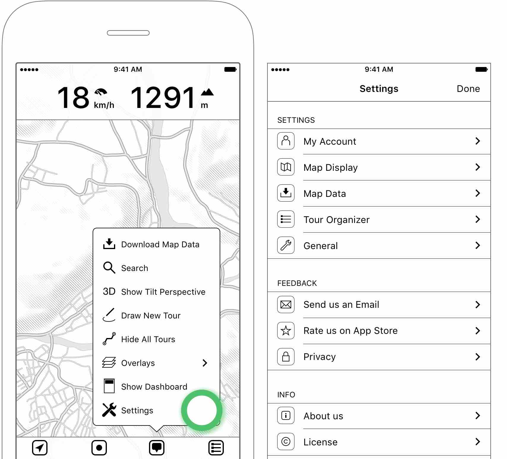 Figure 4.1: Accessing the main app settings